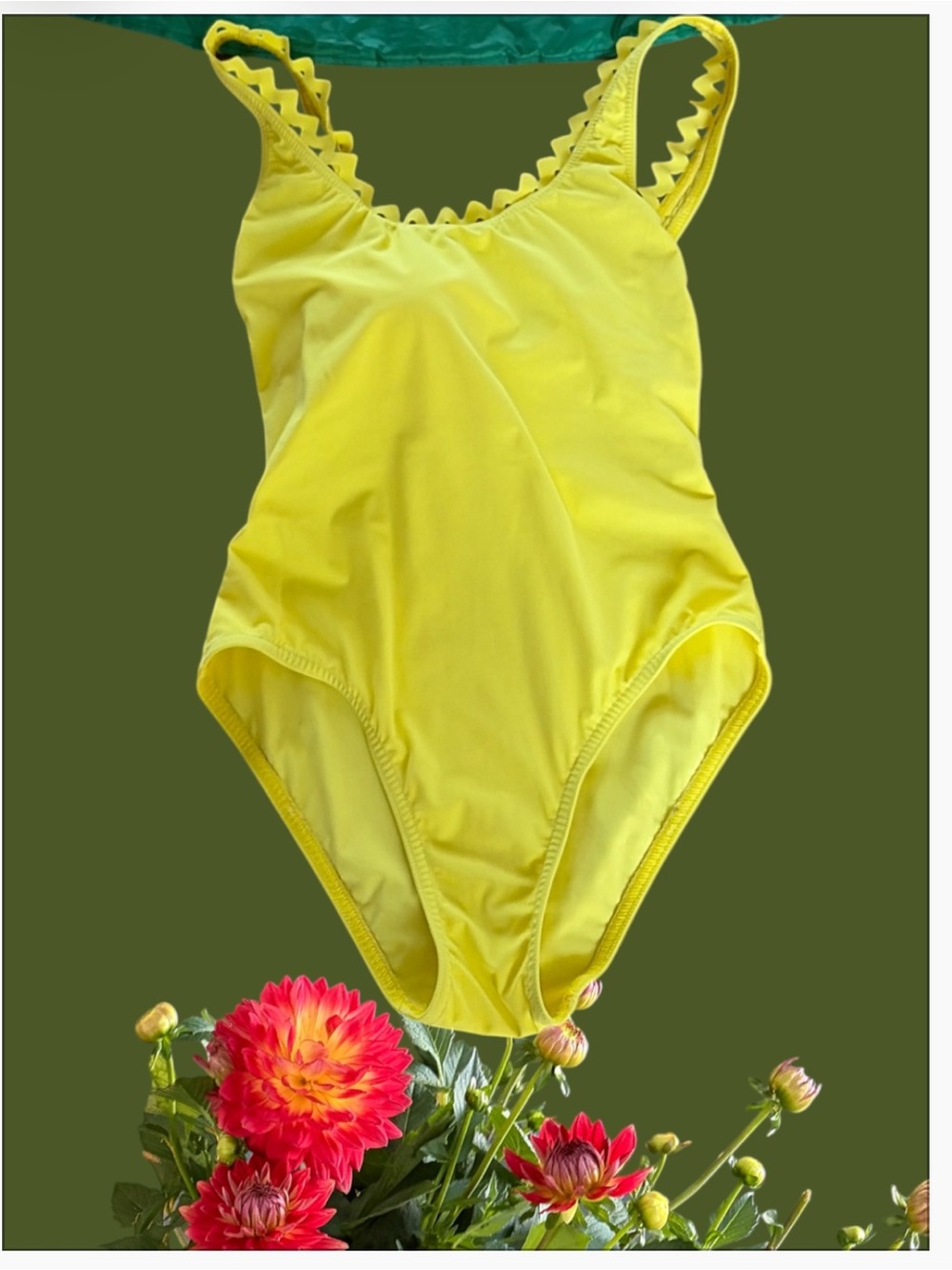 Women's Yellow One-Piece Swimsuit with Ruffled Straps